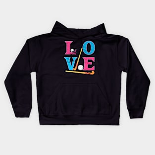 Vintage Love Field Hockey Kids Hoodie